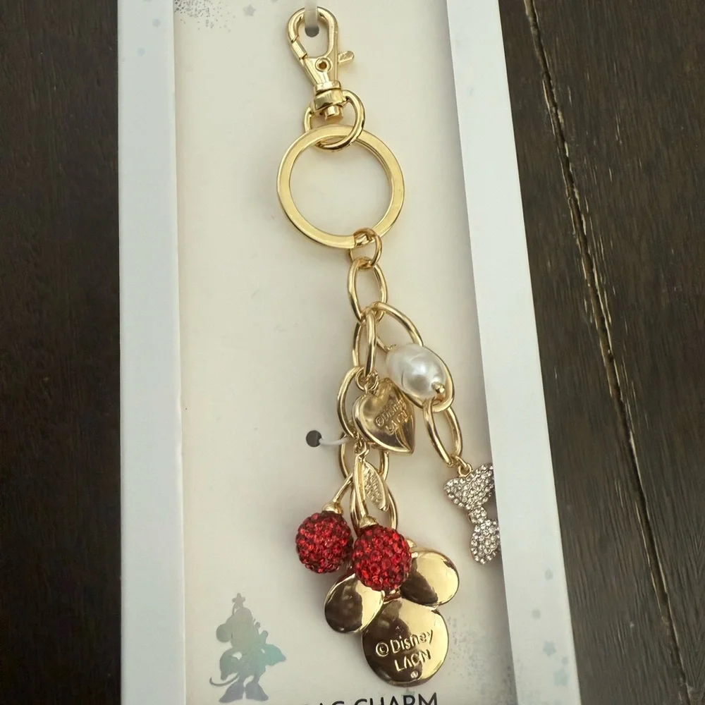 Gold and Red Cherry Disney Minnie Mouse purse charms new